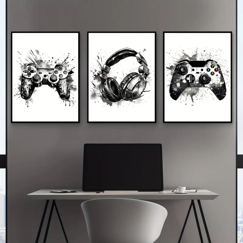 Gaming Accessories Room - 3-delige frameloze canvas schilderijen 3-delige set