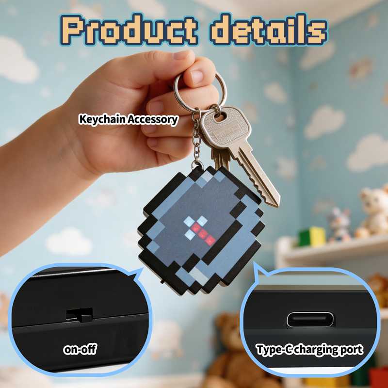 Gaming Accessories For 12 Year Old Boy - 2026 NIEUW Oplaadbaar Pixel Kompas Sleutelhanger