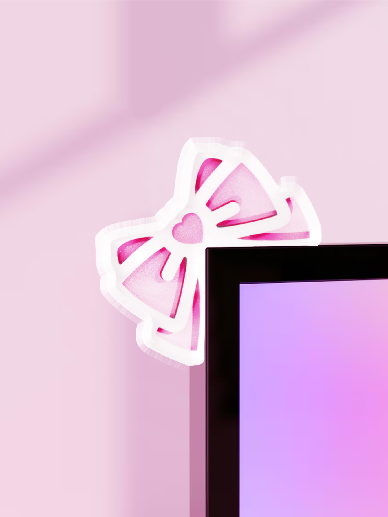 Gaming Accessories Kawaii - Kawaii Bow Monitor Decor Roze Acryl
